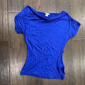 H&M Blue Asymmetrical Cap Sleeve T-Shirt